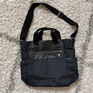 Tumi Tech Leather and Black Canvas Bag